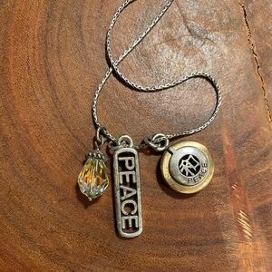 Brighton‎ PEACE CHARMING silver, gold, and crystal Charm Necklace